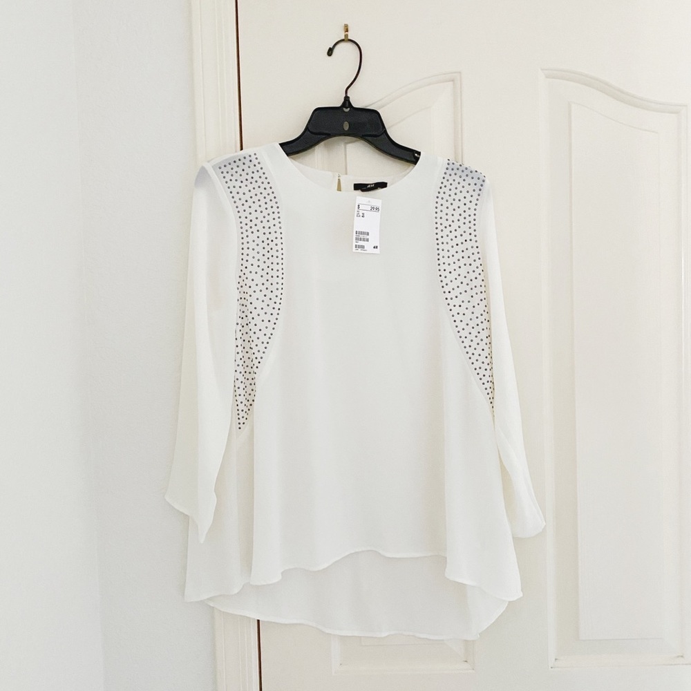 NWT H&M White Blouse With Stud Detail